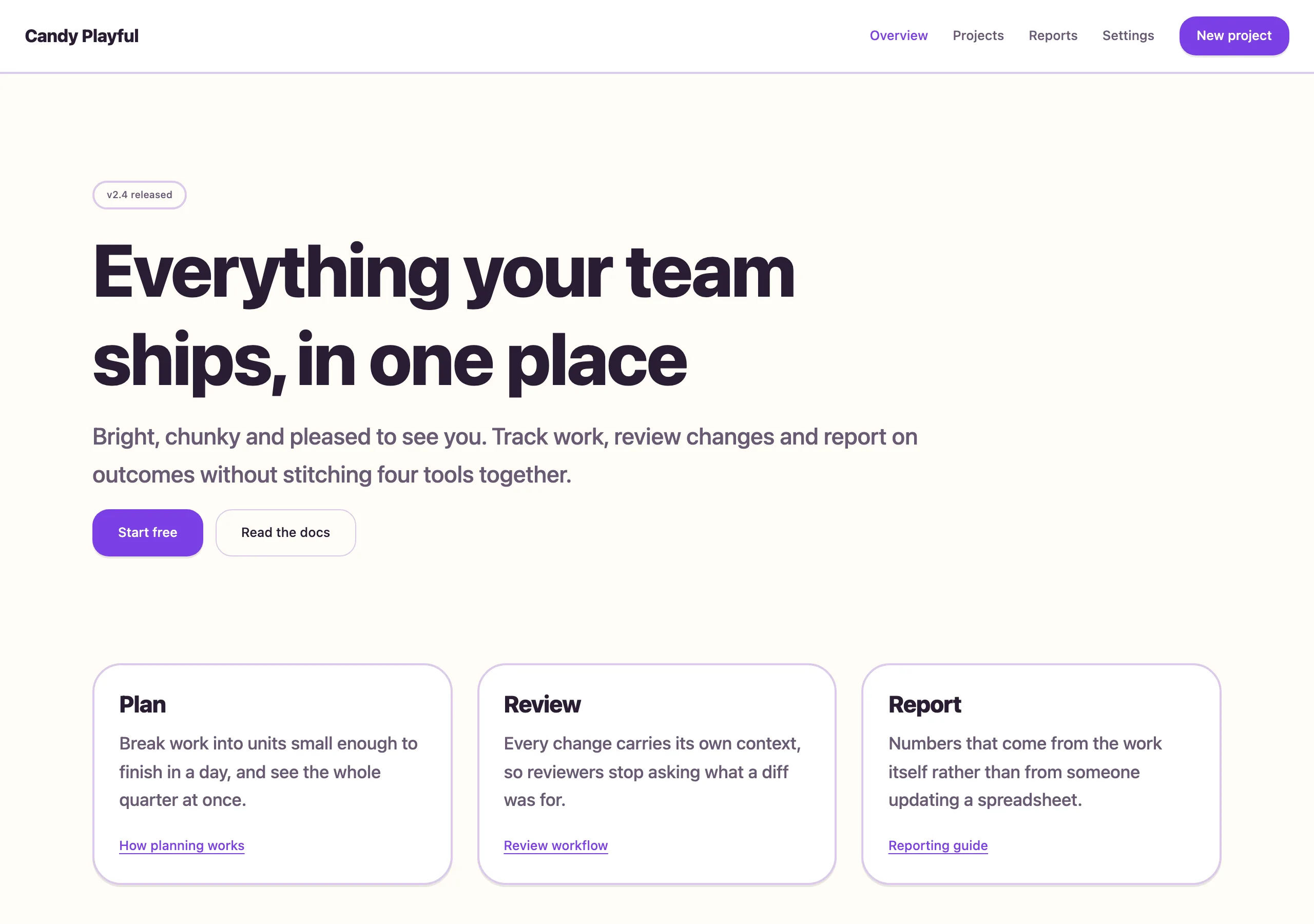 The demo page rendered in Candy Playful
